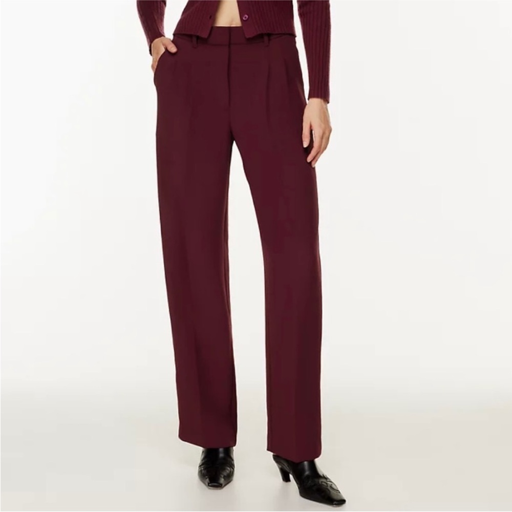 Aritzia Wide Leg Pants in Deep Burgundy